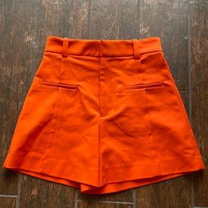 Zara high rise orange shorts. Size S. New with tag